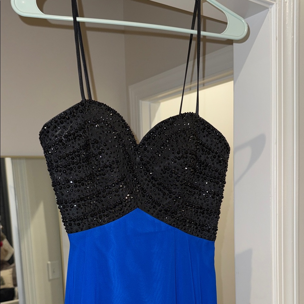 Elegant Black and Blue Beaded Dress